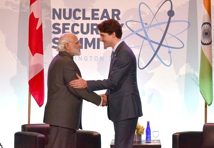 Narendra Modi with Justin Trudeau