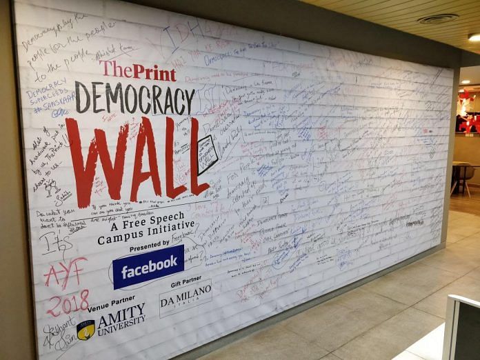 The Democracy Wall, now at ThePrint's office