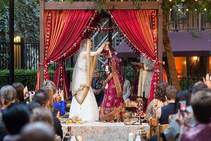 Two women getting married