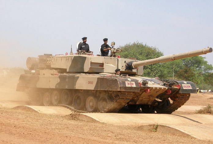 An Arjun MBT tank being test driven in Chennai
