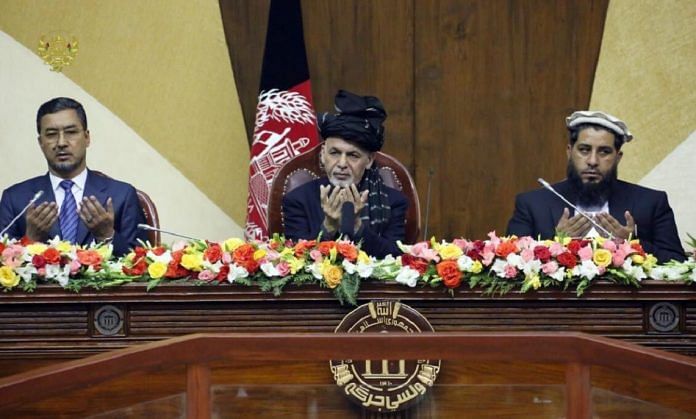 Ghani (centre) made the confirmation to Pakistani Army Chief General Bajwa Friday | File photo | Twitter @ashrafghani