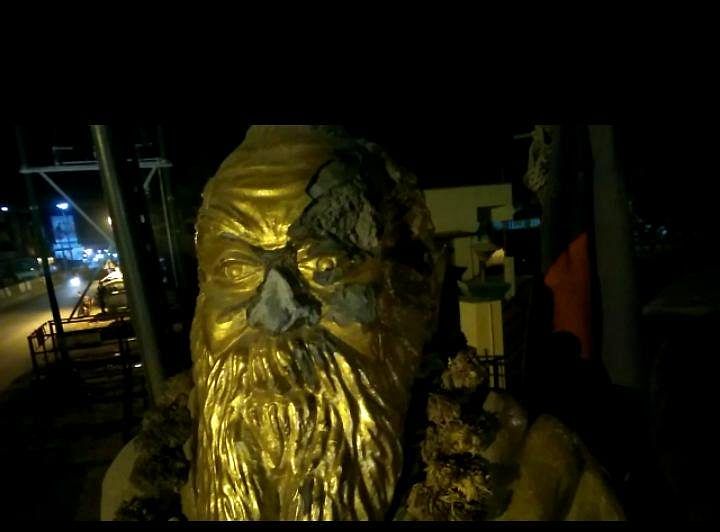 The Periyar statue that was vandalised in Vellore district, Tamil Nadu