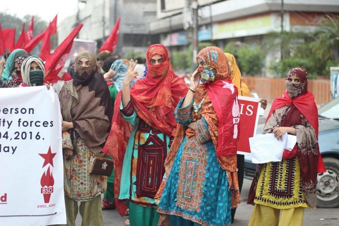 Women participating in Pashtun march in Quetta, Balochistan