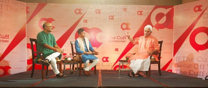 Manoj Sinha with Shekhar Gupta and Kumar Anshuman