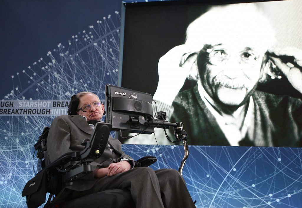 File photo of Stephen Hawking on April 12, 2016 in New York