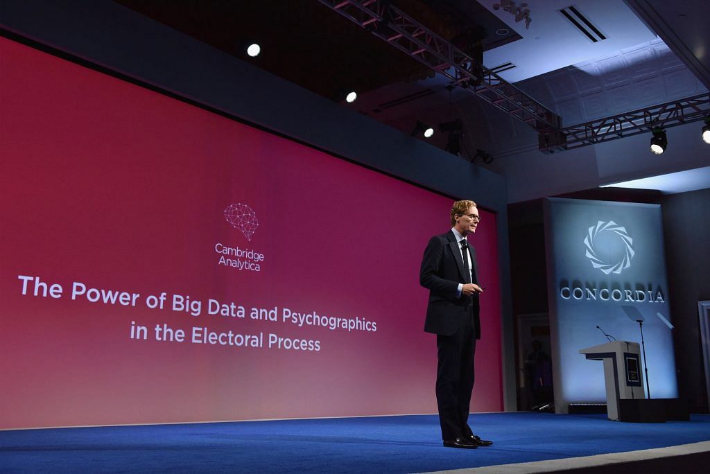 CEO of Cambridge Analytica Alexander Nix speaks at a summit in New York in 2016