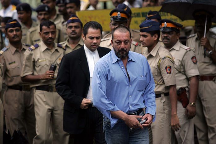 Sanjay Dutt entering the TADA Court, in 2007 | Kunal Patil/Hindustan Times via Getty Images