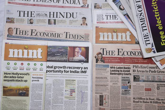 Indian newspapers | Sajid Ali/ThePrint Indian newspapers
