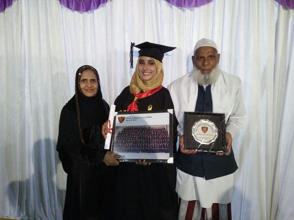 Dr Roshan Jawwad with her parents