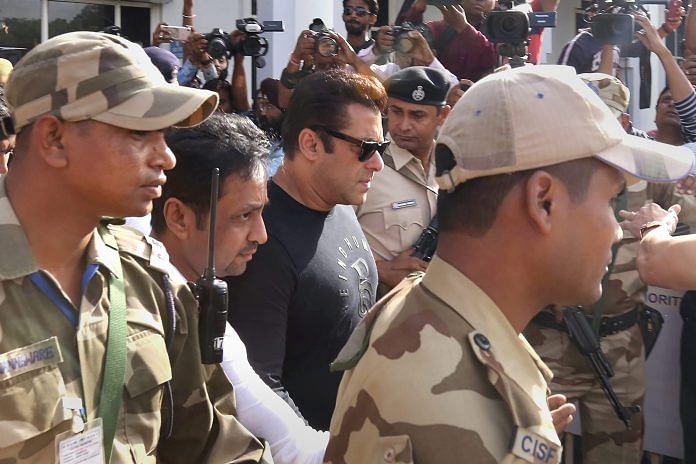 Actor Salman Khan arrives at Jodhpur Court on Wednesday