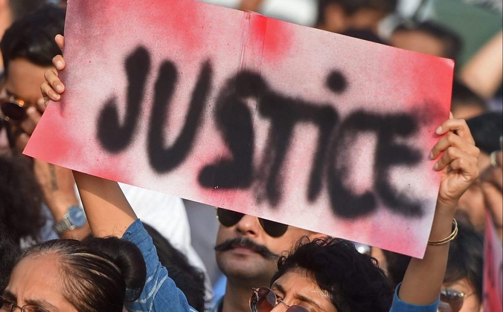 A protest demanding justice for the victims of Kathua and Unnao rape cases