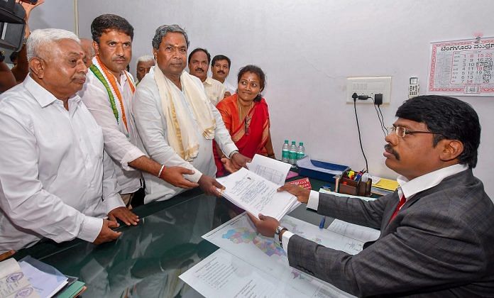 Karnataka Chief Minister Siddaramaiah, who is contesting the upcoming polls from Chamundeshwari constituency, filed his nomination