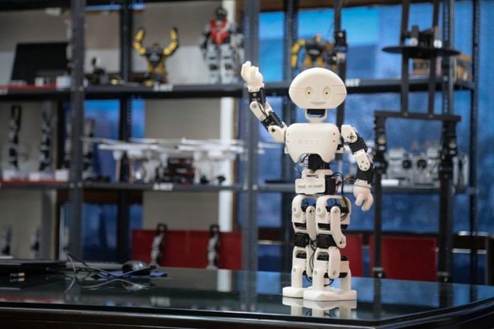 A 3D printed humanoid robot at Mumbai techfest 2015