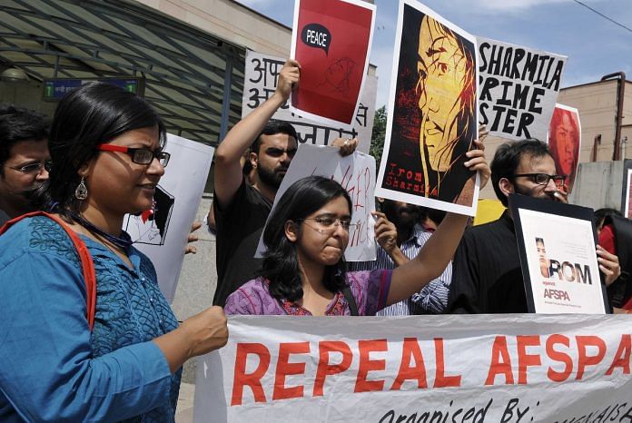 Protest against AFSPA at Jantar Mantar in Delhi