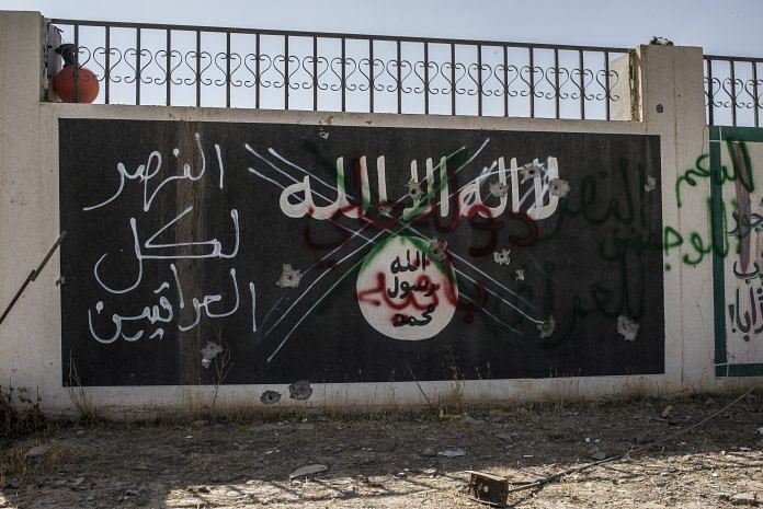 An Islamic State sign in north-western Iraq