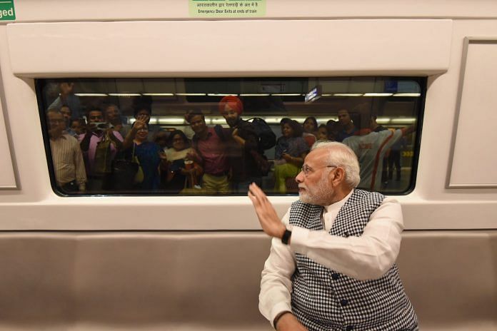 Narendra Modi takes Delhi Metro ride | PTI