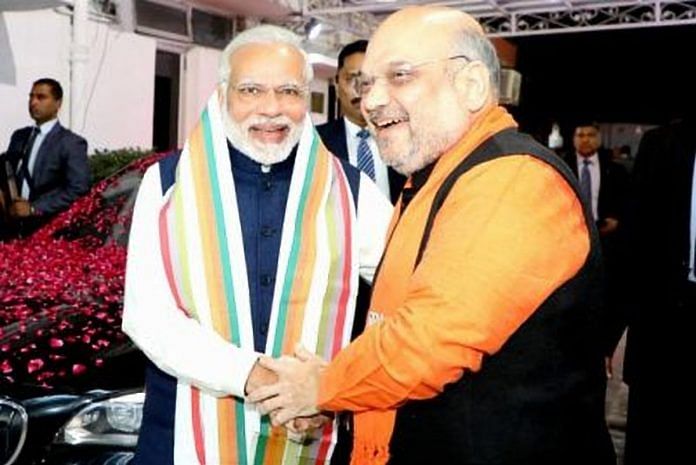 A file image of Narendra Modi with Amit Shah |