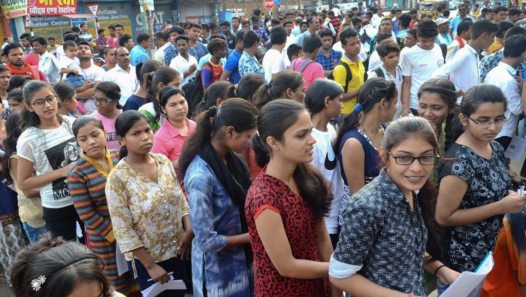 Representational image of students queueing up for NEET | File photo: PTI