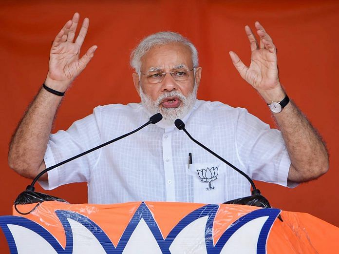 Prime Minister Narendra Modi speaks during an election campaign rally ahead of Karnataka Assembly Elections, at Chikmagalur in Karnataka on Wednesday
