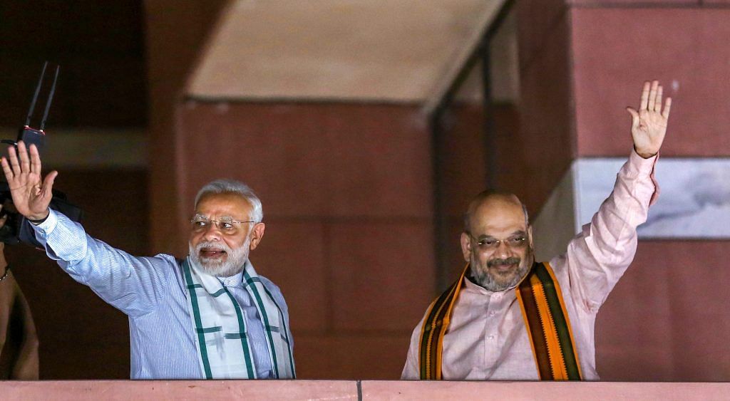 File photo | Prime Minister Narendra Modi and then BJP President Amit Shah at the party headquarters, New Delhi, 2018 | PTI