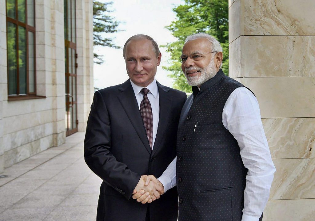 Prime Minister Narendra Modi meeting Vladimir Putin, at Sochi, Russia | PTI