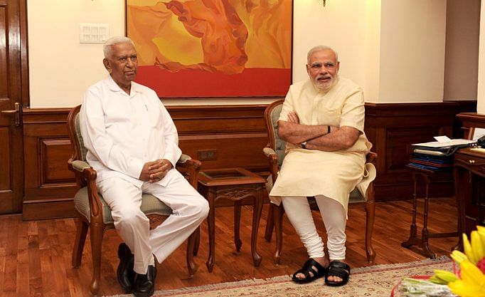 The Governor of Karnataka Vajubhai Vala with Prime Minister Narendra Modi