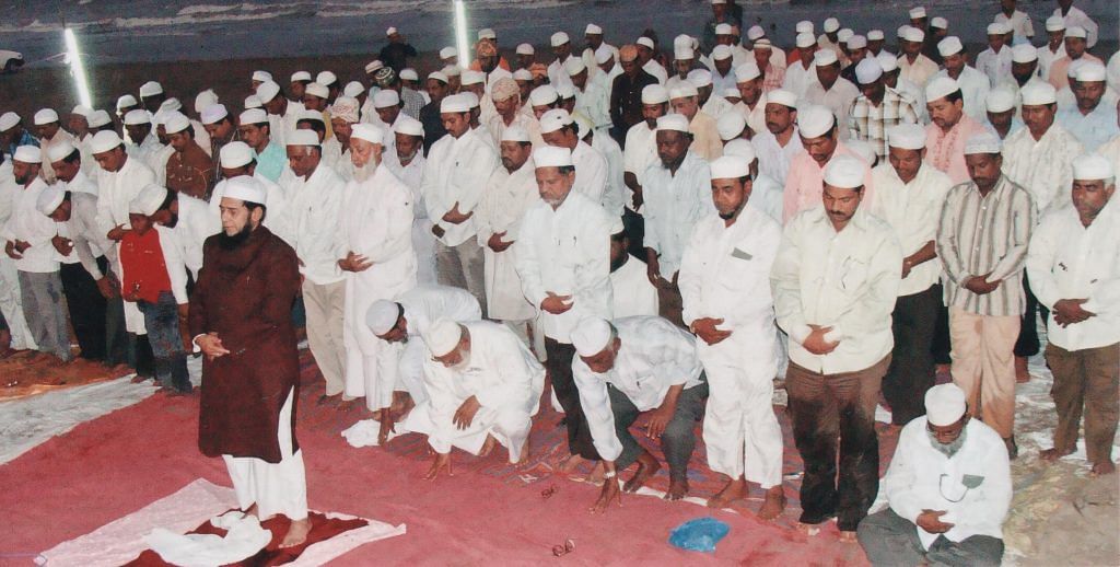 A file image of Muslims offering namaz in India