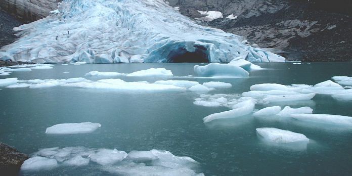 Melting icebergs due to increase in temperature
