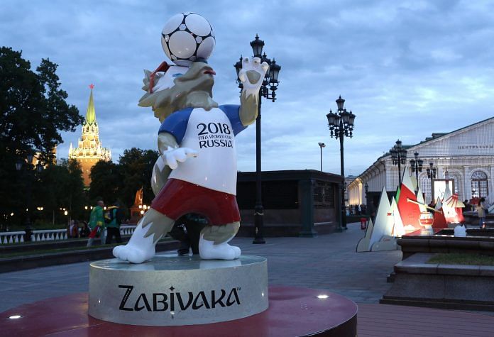 A sculpture of the Zavibaka mascot for the Russia World Cup sits on display in central Moscow, Russia | Bloomberg | Andrey Rudakov