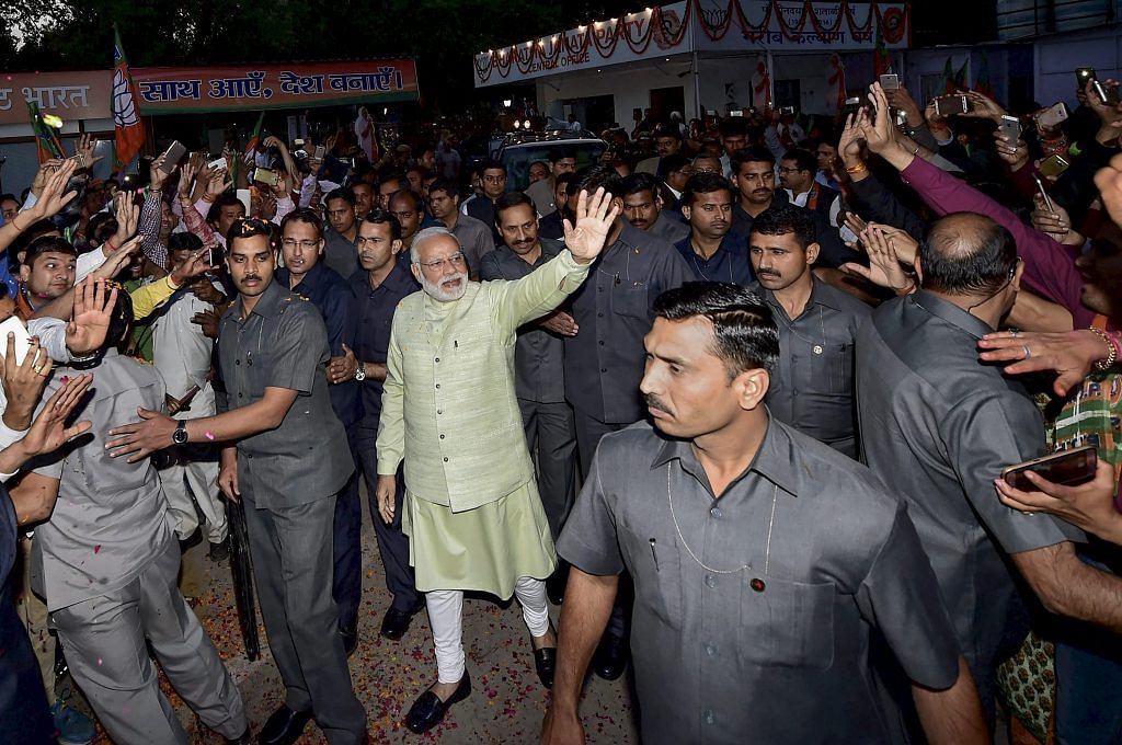 File photo of Narendra Modi, surrounded by security personnel at an event in New Delhi