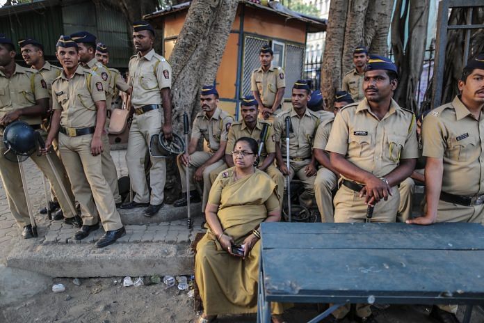 File image of Police officers at Azad Maidan in Mumbai