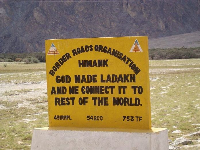 Border Road Organisation board in Ladakh