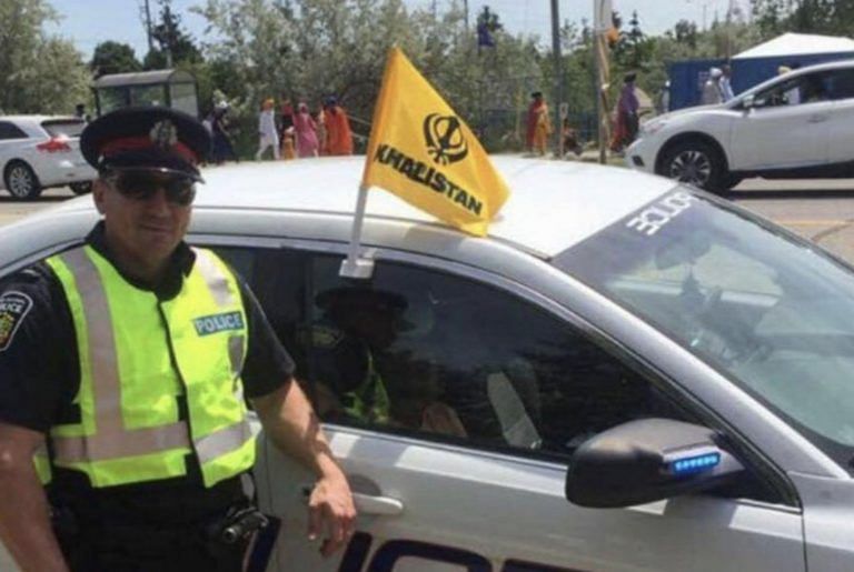 Canadian cop poses with Khalistani flag on official vehicle, Twitter takes him on