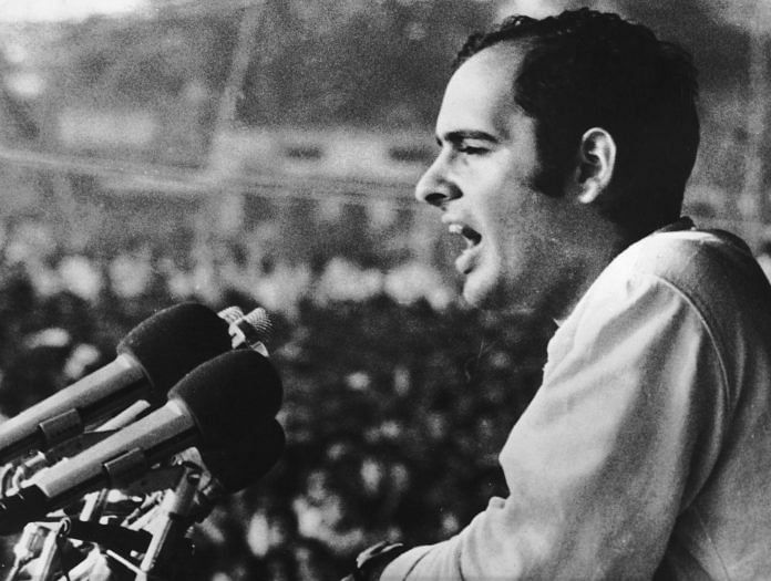 File image of Congress Leader Sanjay Gandhi addressing a public meeting during a visit to West Bengal | Getty Images