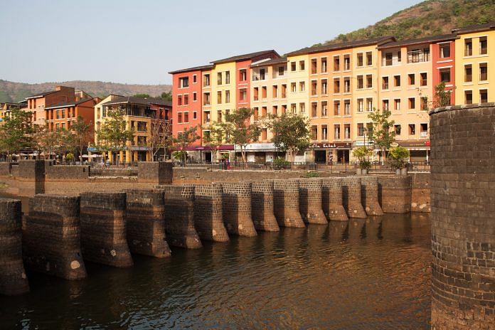 Inspired by the cotton-candy harbor of Italy’s Portofino, a section of the Lavasa city