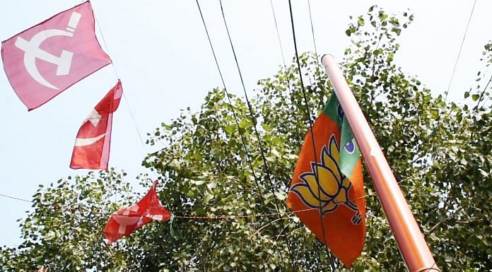 BJP and CPI(M) flags hang in Kannur, Kerala | Nayanika Chatterjee/ThePrint