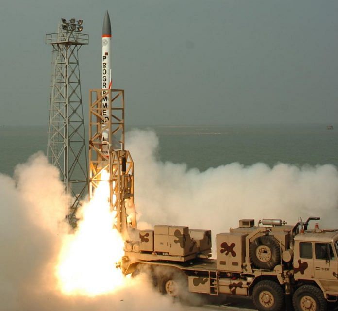 Representational image of a missile launch conducted by the DRDO in 2007 | Wikimedia Commons