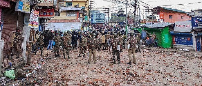 Soldiers guard a street during curfew in Shillong | PTI