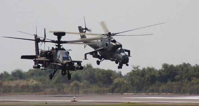 The Apache 64E attack helicopters