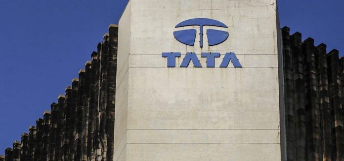 Signage for Tata Communications Ltd. is displayed atop of the company's headquarters