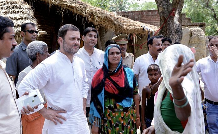 Congress President Rahul Gandhi interacts with the villagers, in Amethi | PTI