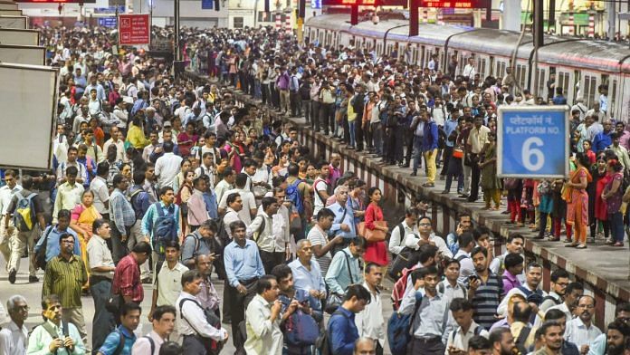 A view of the crowd of commuters at Chhatrapati Shivaji Maharaj Terminus on World Population Day (WPD), in Mumbai | Mitesh Bhuvad/PTI