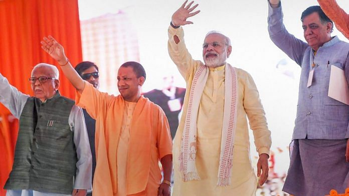 File image of PM Modi (R) and UP CM Yogi Adityanath (L) at an event in UP