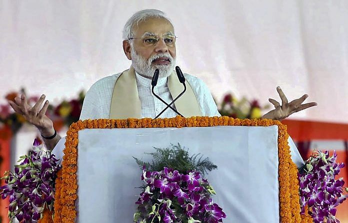 Prime Minister Narendra Modi speaks during the inauguration of Bansagar canal project and foundation laying ceremony of Mirzapur Medical college in Mirzapur | PTI