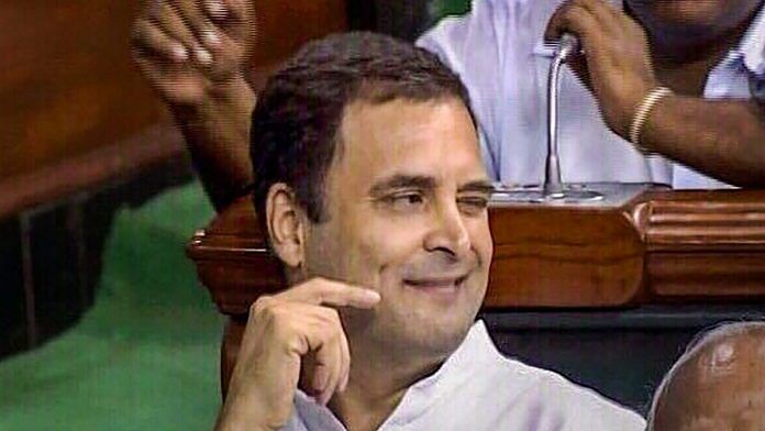 Rahul Gandhi after his speech in the Lok Sabha on 'no-confidence motion' during the Monsoon Session of Parliament, in New Delhi | PTI