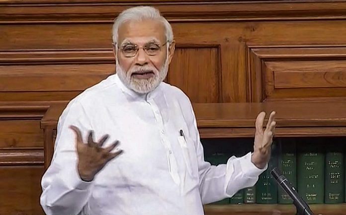 Prime Minister Narendra Modi speaks in the Lok Sabha on no-confidence motion | PTI