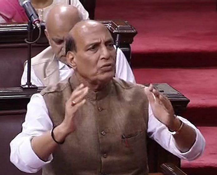 Union Home Minister Rajnath Singh speaks in the Rajya Sabha during the Monsoon session of Parliament | PTI