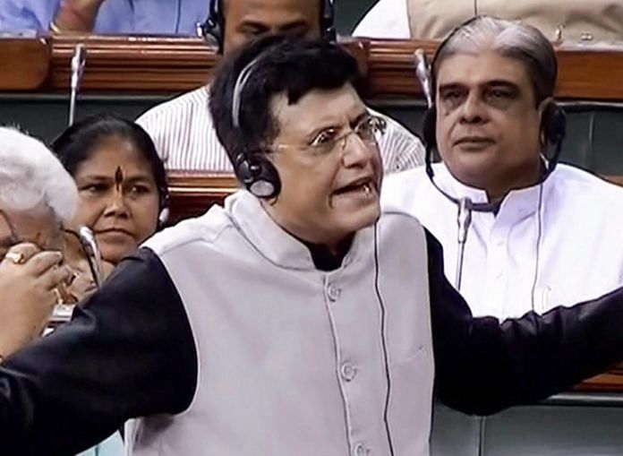 Finance Minister Piyush Goyal speaks in the Lok Sabha during the Monsoon session of Parliament | PTI