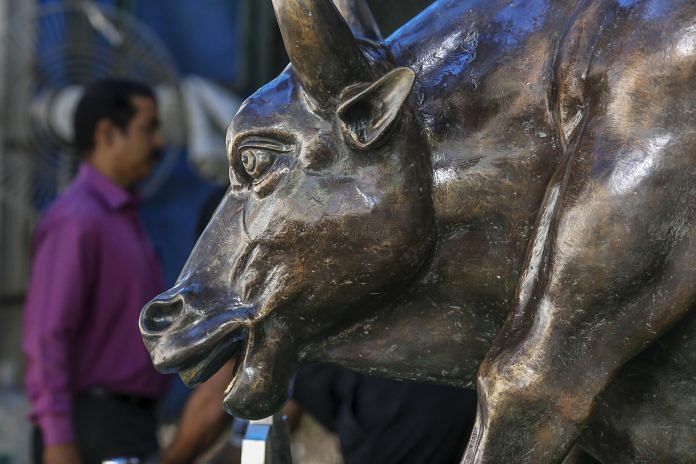 bronze bull statue at BSE