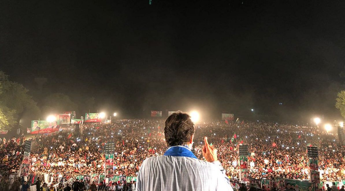 Imran Khan addressing a rally at Rahim Yar Khan in Punjab province of Pakistan | @ImranKhanPTI/Twiter
